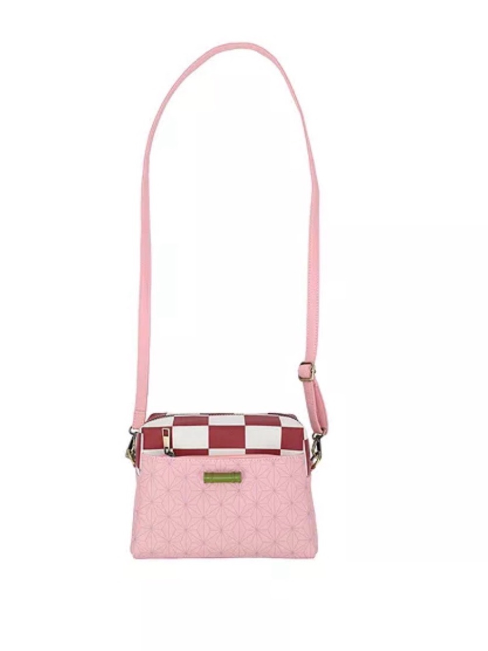 Demon Slayer Nezuko Metal Badge Women's Pink Crossbody Handbag